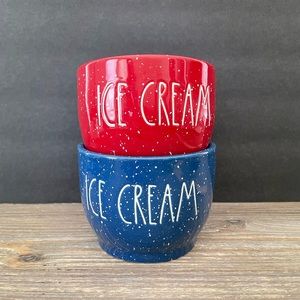 Rae Dunn Red Blue Speckled Ice Cream Bowls Set of 2 Summer 4th of July